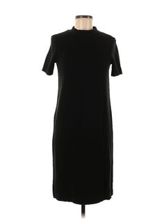 Trafaluc by Zara Casual Dress Size: Medium Black Dresses - used. No Fabric Content, Midi, Mock, Solid, Midi/Calf Length, Short Sleeve | Trafaluc by Zara Casual Dress: Black Solid Dresses - Size Medium Affordable Black Zara Midi Dress, Casual Dress Black, Black Casual Dress, Black Dresses Casual, Solid Dress, Black Dresses, Black Solid, Zara Black, Black Casual