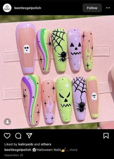 Pastel Halloween Nails, Horror Nails, Punk Nails, Pastel Halloween, Gothic Nails, Goth Nails, Nail Design Inspiration, Seasonal Nails, Halloween Nail Designs