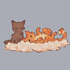 an image of some cats and kittens in the clouds