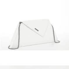 The Angelica white clutch bag is made from saffiano leather and accented with a diagonal flap. Features a fabric-lined interior with a zipped pocket and a zip closure at the top. A removable crossbody chain strap that can be worn over the shoulder or as a clutch. This will be your go-to day to night handbag. OUTSIDE: White INTERIOR: Teal HARDWARE: Gunmetal/Pewter WIDTH: 7.5″-12.5" HEIGHT: 5.5″ DEPTH: 1.5″ STRAP DROP: 21″ White Clutch Shoulder Bag With Zipper, White Rectangular Clutch With Adjustable Strap, White Shoulder Clutch With Chain Strap, White Leather Clutch With Detachable Strap, White Rectangular Clutch With Zipper Closure, Organized Bed, White Clutch, Pet Gear, Leather Clutch Bags