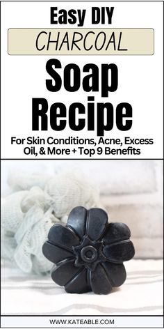 Looking for a natural solution for skin conditions like acne and excess oil? Try this easy DIY charcoal soap recipe! Packed with powerful ingredients, this soap not only helps cleanse your skin but also offers 9 amazing benefits, including deep detoxification and improved skin texture. Perfect for all skin types, this homemade soap is a game-changer for your skincare routine. Click to discover the full recipe and transform your skin today! Diy Charcoal Soap, Charcoal Soap Benefits, Black Soap Recipe, Charcoal Soap Recipe, Diy Charcoal, Charcoal Bar