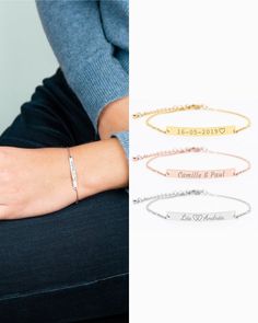 The personalized bracelet : dainty and timeless, you can personalize it on both side with names, dates or even symbols ! It's the perfect personalized gift : a mother gift, a birth gift or any occasion.👉🏼 DETAILS•  Materials: Stainless Steel (316L) / Stainless Steel Golden with fine Gold / Stainless Steel Golden with fine Rose Gold•  Bar : 35 mm x 4 mm / 1,38” x 0,15” •  Bracelet length: available in one size and have an extension, allowing to adapt from 16cm (6,3”) to 21cm (8,26”).🖌 NUMBER O 26 Number, Bracelet Bar, Bracelet Name, Rose Gold Bar, Mothers Bracelet, Bracelet Initial, Custom Bracelet, Personalized Bracelet, Bracelet Dainty