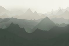 the mountains are covered in fog and light hazes as if they were floating or floating on water