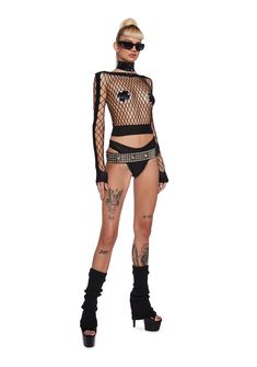 This lingerie set includes a long sleeve top that has a diamond net construction, opaque panels, a cropped fit, and matching panties. Lace Set, Lingerie Shop, Garters, Long Sleeve Crop, Long Sleeve Crop Top, Lingerie Set, Women Lingerie, Long Sleeve Top, Online Boutique