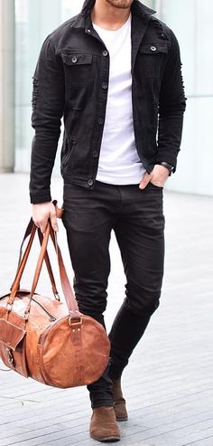 Menswear Outfits, Brown Leather Jacket Men, Tee Shorts, Vans Converse, Denim Shirts, Hoodie Streetwear