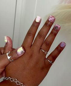 Short Charm Nails, Teen Nails, Cute Simple Nails, French Acrylic Nails