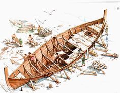 an image of a boat that is on the ground with people around it and debris surrounding it