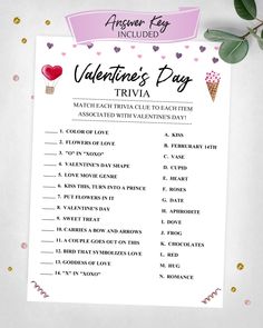 a valentine's day trivia game with hearts and an ice cream cone