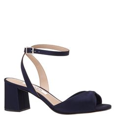 Women's Nigella New Navy Satin Mid-Heel Block Sandal – Nina Shoes Navy Heels, Bridal Handbags, Wide Width Sandals, Heels Wedding, Block Sandals, Nina Shoes, Youth Shoes, Platform Block Heels, Girls Handbags