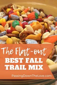 the ultimate halloween trail mix is in a bowl