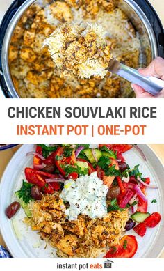 chicken souvlaki rice instant pot / one - pot recipe is the best way to make it at home