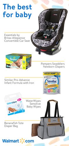 the baby car seat is shown with its contents labeled in english and spanish, including diapers