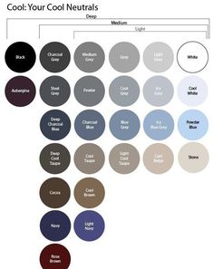 the color chart for different shades of neutrals and browns is shown in this image