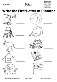 worksheet for the first letter of the alphabet with pictures and words on it