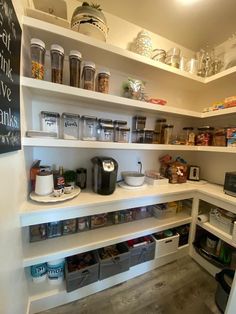 the pantry is stocked with many different items