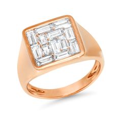 This stunning baguette diamond ring is not only a signet but it's a gorgeous statement. The stones are perfectly set and the square edge makes this chic as well as strong. Available in 14k yellow, rose, or white gold 1.23ctw diamonds Measures approximately 13mm x 13mm By Eriness Baguette Diamond Ring, Diamond Signet Ring, Diamond Stacks, Baguette Diamond Rings, Bold Rings, Gold Ear Cuff, Ear Cuff Earings, Diamonds And Gold, Bracelet Collection