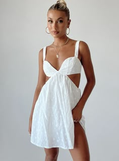 Khalia Mini Dress White Floral Stitching, Slip Mini Dress, White Slip Dress, Short Summer Dresses, Essential Dress, Country Concert, Grad Dresses, Mini Slip Dress, Mini Dresses Summer