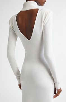 Tom Ford's tasteful luxury pervades a partially ribbed sweater-dress knit from pure Italian cashmere with a tall turtleneck. 45" length Slips on over head Turtleneck Long sleeves Unlined 100% cashmere Dry clean Made in Italy Designer Clothing Elegant Long Sleeve Cashmere Sweater Dress, Fitted Cashmere Sweater Dress For Fall, Fitted Long Sleeve Cashmere Dress, Fitted Cashmere Dresses For Fall, Elegant Stretch Sweater Dress With Ribbed Neckline, Chic Fitted Cashmere Sweater Dress, Fitted V-neck Cashmere Sweater, Elegant Fitted Sweater Dress With Ribbed Neckline, Chic Fitted Cashmere Dress