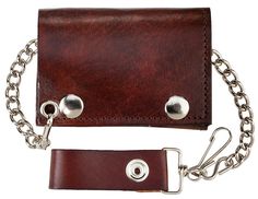 Western Express LW-304/Plain Antique Leather Trifold w/Chain Folded View Smith And Western, Wallet With Chain, Western Bracelets, Pocket Chain, Checkbook Covers, Western Purses, Leather Trifold Wallet, Western Belt Buckles, Boot Jewelry