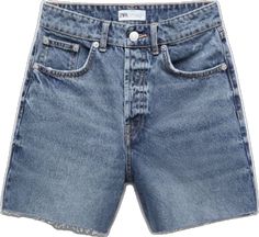 Zara Jeans For Summer, Zara Summer Jeans With Five Pockets, Chic Medium Wash Straight Leg Jean Shorts, Chic Short Denim Blue Jeans, Chic Zara Jeans, Chic Zara Short Jeans, Chic Short Length Blue Jeans, Chic Short-cut Blue Jeans, Chic Blue Short Length Jeans