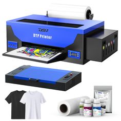 a printer and t - shirt are shown in this graphic design package for epson printers