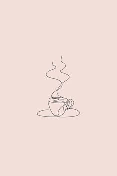 a drawing of a coffee cup with steam coming out of it on a saucer