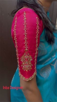 Short Hand Blouse Designs, Simple Blouse Designs Pattern, Aari Work Blouse Wedding, Pattern Blouse Designs, Neck Designs For Blouse, Trending Blouse Design, High Neck Blouse Designs, Blouse Design Back, Blouse Sleeves Design