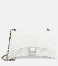 White Luxury Wallet On Chain With Chain Strap, Luxury White Wallet On Chain With Chain Strap, Luxury White Leather Wallet On Chain, White Balenciaga, Wallet On Chain, Mini Quilt, Mini Wallet, Wallet Chain, Wallet Bag