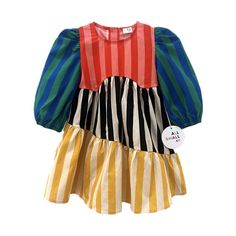 Crayon Stripe Dress, Stripes - All Small Co Dresses | Maisonette Box Of Crayons, Buy Buy, Stripe Dress, Buy Buy Baby, Long Puff Sleeves, Mode Inspiration, Color Stripes, Toddler Dress, Outfits Casuales