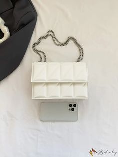 BirdinBag - Modern Single Shoulder Crossbody Bag with Unique Chain Design Chain Pattern, Chain Design, Bag Bag, Save The Planet, Square Bag, Pu Leather, Crossbody Bag, Color White, Bag Lady