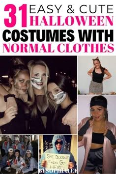 the cover of 31 easy and cute halloween costumes with normal clothes, including two women