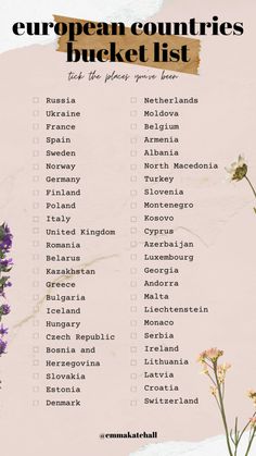 the european countries bucket list with flowers