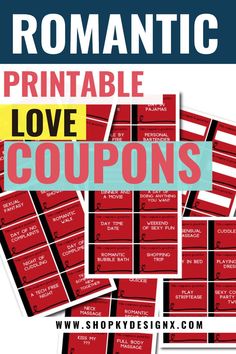 a pile of coupons with the words romantic printable love coupons