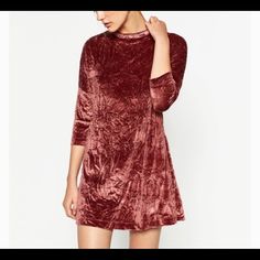 Never Worn And Has Been Stored For Years - Great Condition, Just Needs To Be Steamed Straight Zara Velvet Dress, Velvet Shift Dress, Mod Look, Velvet T Shirt, Velvet Mini Dress, Mini Velvet Dress, Crushed Velvet, Zara Dresses, Velvet Dress