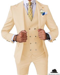 Formal Men's 3 Pieces Slim Fit Solid Color Peak Lapel Tuxedos For Wedding (Blazer+vest+Pants) - Menseventwear – mens event wear Fitted Three-piece Tuxedo Suit With Pockets, Fitted Pants With Pockets For Wedding, Fitted Groom's Suit With Pockets, Fitted Suit With Pockets For Groom, Fitted Sets With Suit Collar And Pockets, Tuxedos For Wedding, Wedding Blazer, Wedding Blazers, Buckle Pants