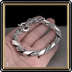 Viking Bracelet Heavy Solid Sterling Silver Biker Style Norse - Etsy Thailand Man Jewellery, Silver Bracelets For Men, Mens Sterling Silver Jewelry, Mens Sterling Silver Bracelets, Bali Jewelry, Mens Bracelets, Viking Bracelet, Mens Bracelet Silver, Skull Bracelet