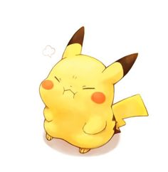 a pikachu is sitting down with its eyes closed