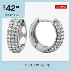 Bead Type: Cubic Zirconia# Pieces In Set: 1 PairFeatures: Huggie, Quick ShipEarring Back: HingedSetting: ProngShape: RoundStone Cut: RoundStone Millimeter Measurement: 1.25 Mm LengthMetal Color: WhiteEarring Length: 15mmEarring Width: 4.8mmRounded Carat Weight: 1 1/4 Ct. T.w.Care: Wipe CleanStone Type: 92 Cubic ZirconiaEarrings Style: Hoop EarringsMetal: Sterling SilverCountry of Origin: Imported Earrings Hoop, Buy 1, Cubic Zirconia, Hoop Earrings, Sterling Silver, Beads, Silver, Color