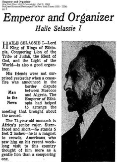 an old newspaper article with the caption for emperor and organizer hale selasie