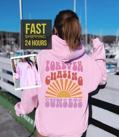 "Forever Chasing Sunset Sweatshirt, Trendy sweatshirt, Sunset Sweatshirt, Beach sweatshirt, Sunset Hoodie, Cute Sweatshirts, Gift for Her Description Due to the nature of the fabric as well as your monitor or mobile screen colors may differ slightly. Our tees and more are handcrafted one at a time. It is therefore very rare to create identical items so you may find minor distinctions that make your SassyPantsTees items special and truly one-of-a-kind. All sales are final. Cancellations, Refunds Sunset Sweatshirt, Sunset Hoodie, Beach Sweatshirt, Hoodie Cute, Sweatshirt Trendy, Mobile Screen, Sweat Shirts, Cute Sweatshirts, Sand Color