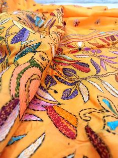 Bird Kantha, Kantha Stitch saree Manufacturer Luxury Multicolor Embroidered Tussar Silk Saree, Kantha Stitch Design, Embroidery Practice, Black Saree Designs, Saree 2022, Kantha Work Sarees, Stitch Saree, Kantha Of Bengal Embroidery Motifs, Kantha Stitch Saree