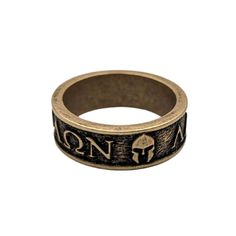 Molon Labe Stand your ground with our bold and powerful Molon Labe Spartan Ring, a symbol of defiance and unwavering courage. This striking piece of jewelry captures the spirit of ancient Spartan warriors, known for their indomitable will and unyielding resolve.Expertly crafted with meticulous attention to detail, the ring features the iconic phrase "Molon Labe" etched onto the surface. In Greek, it means "come and take it," symbolizing the Spartans' refusal to surrender their weapons in the fac Symbolic Bronze Engraved Ring As Gift, Adjustable Engraved Bronze Ring, Bronze Patina Ring, Symbolic Bronze Ring Jewelry, Symbolic Bronze Jewelry, Symbolic Antique Finish Ring Jewelry, Adjustable Bronze Rings With Antique Finish, Symbolic Antique Finish Ring, Antique Adjustable Bronze Rings