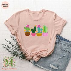 Colorful Cactus Shirt, Plant Lover Tee, Cactus Lover Gift,Crazy Plant Lady Shirt,Plant Lover Mom Tee,Cute Gardener T shirt,Plant Mama Gift --- How To Order ----- 1-) Please, check and review all the photos. 2-) Choose your t-shirt size and color. *Different styles of shirts may have different shades of same color choice due to different manufacturer brands. *For this reason, we recommend you to match shirts from the same styles if you want precisely matching colors (ex. Unisex, V-necks, Toddler, Pink Graphic Tee With Plant Print, Pink Graphic Tee With Plants Print, Cute Relaxed Fit T-shirt With Plant Print, Cute Crew Neck T-shirt With Plant Print, Pink T-shirt With Plants Print In Relaxed Fit, Casual Pink T-shirt With Plant Print, Colorful Cactus, Plant Mama, Cactus Shirt