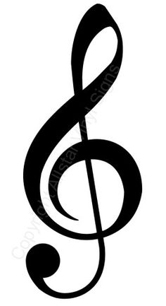 a black and white music note with a treble on it's left side