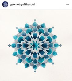 an image of a blue and white snowflake with geometric shapes in the middle