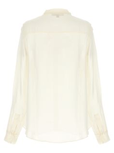 Viscose et chemise en soie avec arc de chatte, fermeture de bouton et manches à revers longues.Michael Michael KorsChemisier à arc de chatteFidèle à la taille White Long Sleeve Silk Shirt, Classic Office Tops With Sheer Sleeves, Classic Sheer Sleeve Tops For Office, Classic Fall Blouse With Sheer Sleeves, Silk Cream Top For Office, Cream Silk Top For Office, Elegant Button-up Tops With Sheer Sleeves, White Button-up Blouse With Blouson Sleeves, White Blouson Sleeve Button-up Blouse