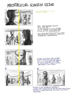 an animation storyboard showing how to use the screen