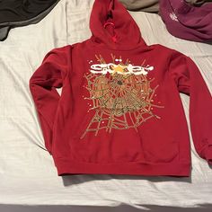 Maroon Sp5der Hoodie Sp5der Hoodie, Colorful Hoodies, Mens Shirts, Man Shop, Sweatshirts Hoodie, Sweatshirts, Red, Color