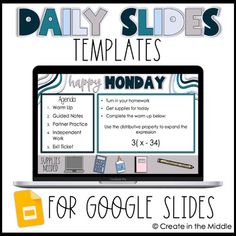 a computer screen with the text daily slides templates for google slides on top of it