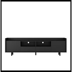 a black tv stand with two drawers on each side